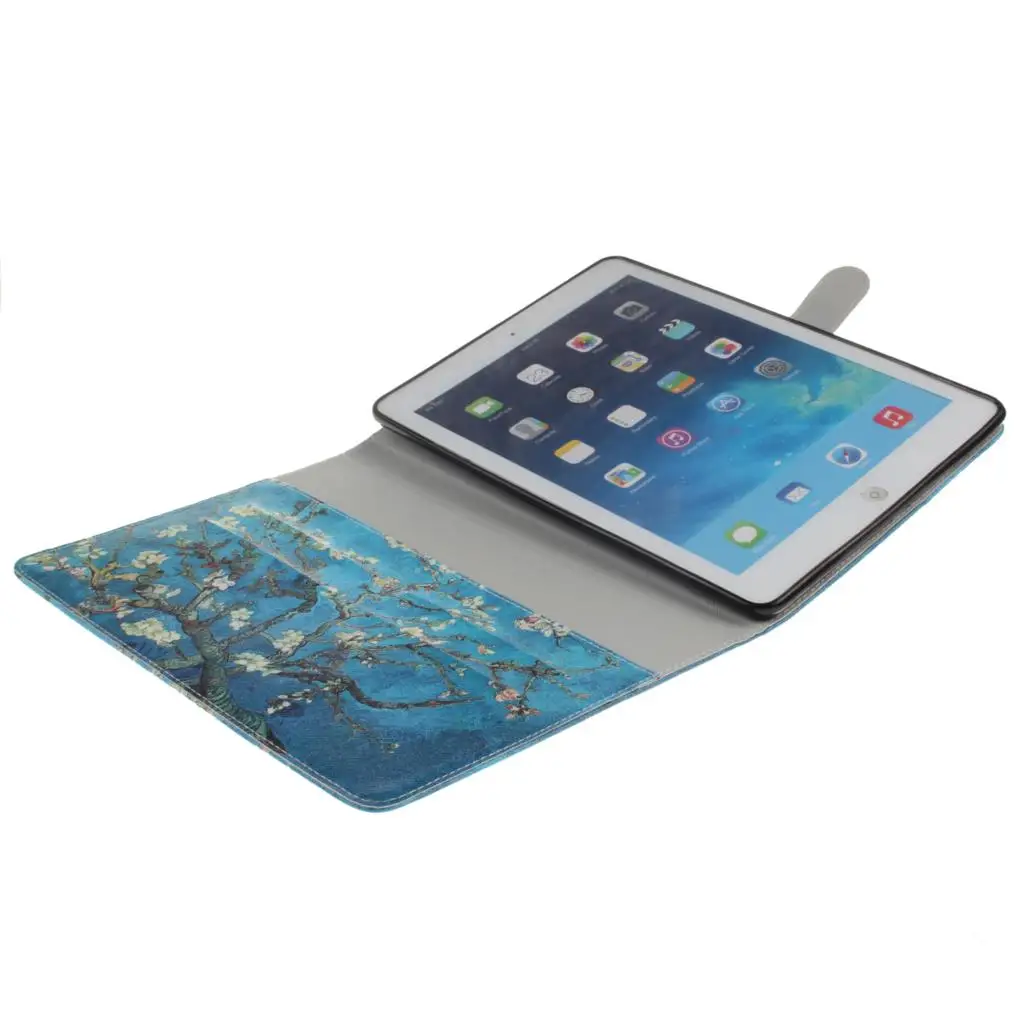 Van gogh Flip de Cuero de la PU Caso de la Cubierta para Apple iPad air 2, mini iPad 4 iPad 2 3 4 5 6 Caso de la Tableta Smart Cover Con el Titular de la Tarjeta #Un 5