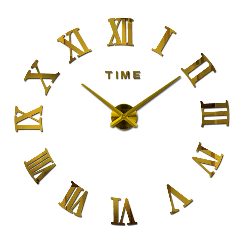 Gran espejo acrílico reloj de pared diy reloj de cuarzo de una Sola Cara de los relojes de casa moderna de la decoración de la sala de estar círculo romano pegatinas 5