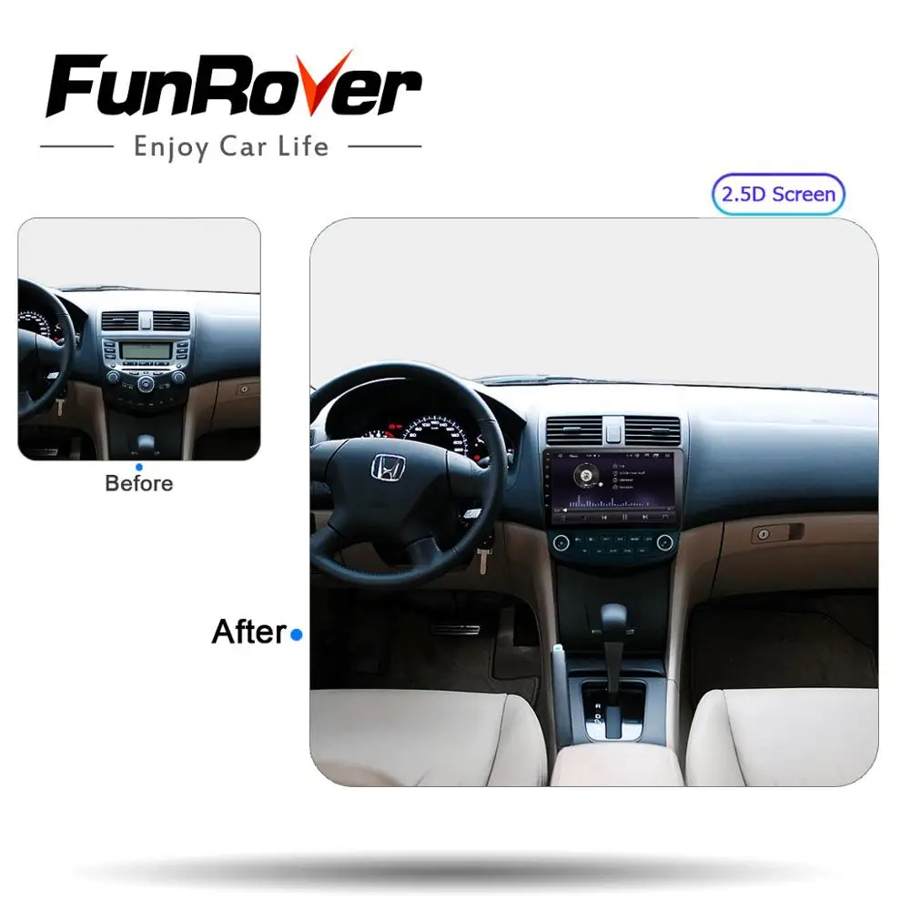 Funrover android 9.0 2.5 D+IPS de dvd del coche para honda Honda Accord 7 2003-2007 de navegación gps de radio de vídeo estéreo con RDS reproductor multimedia 5
