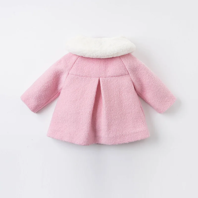 DB15672 dave bella de invierno las niñas de bebé de moda botón de arco de piel floral abrigo de los niños tops bebé niño ropa de abrigo 5