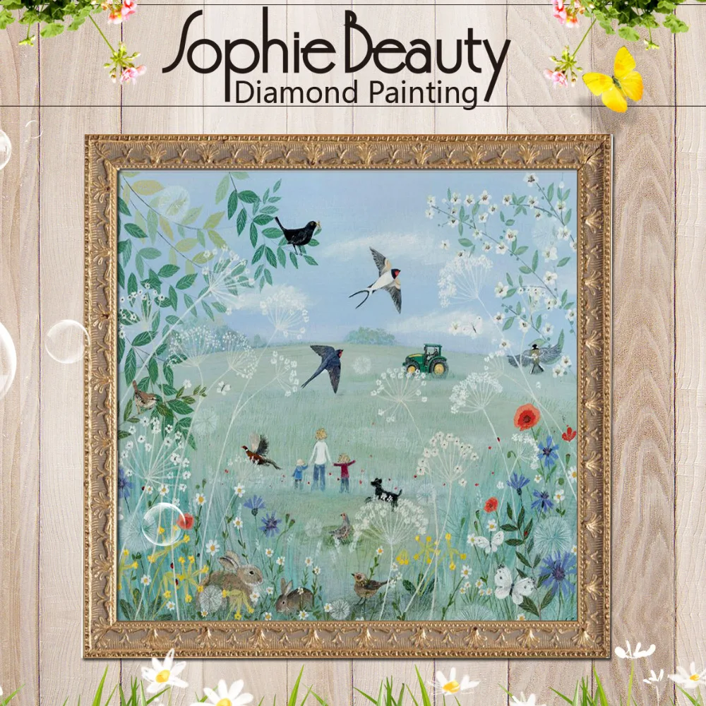 Sophie Belleza Diy Diamante Pintura de punto de Cruz de la Primavera de las Aves hechos a Mano Bordados Cuadrados de Mosaico Artes de diamantes De Imitación Kit de costura 5
