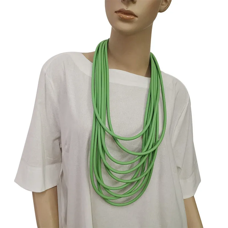 YD&YDBZ Multi Color de Silicona Suave de la Cuerda Collar Largo Para Mujeres Únicas Multi-capa de Material de Cuero de los Collares de Fiesta Accesorios 5