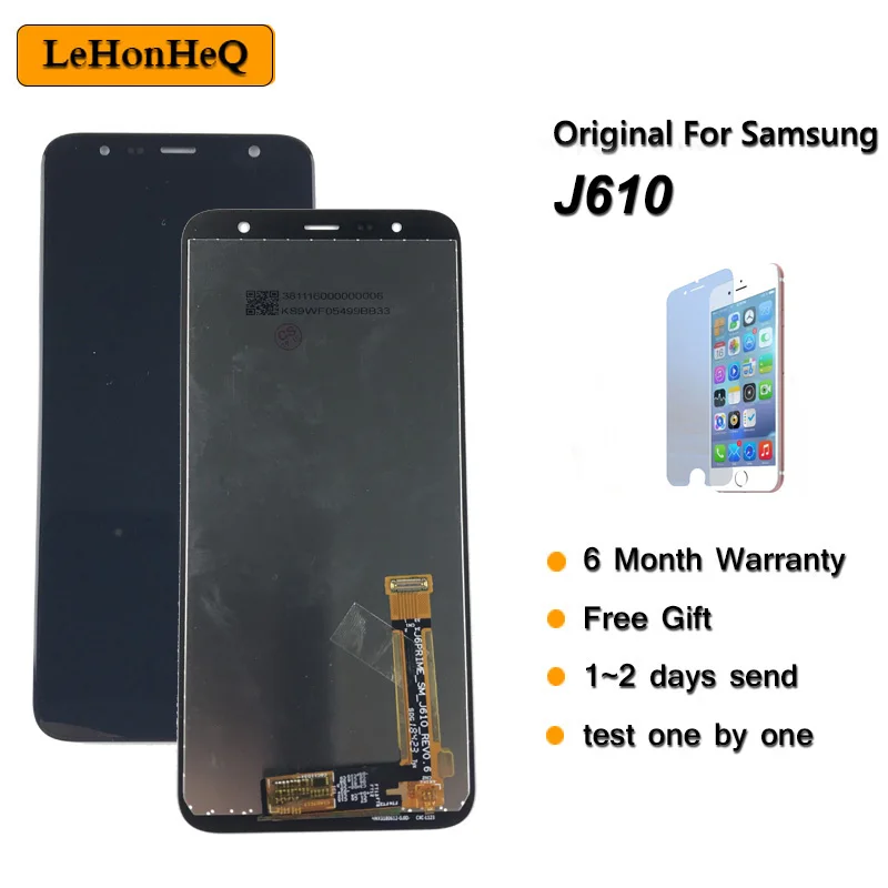 Super AMOLED De Samsung Galaxy J6+ 2018 J610 SM-J610F J610FN de la pantalla LCD de la Pantalla Táctil de la Asamblea para Samsung J6 plus pantalla lcd 5