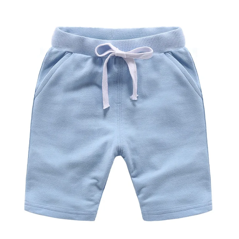 2021 de verano para niños cortos de niños del bebé sólido europeos y americanos cintura elástica pantalones cortos pantalones cortos de los niños para 18M-9Y 5