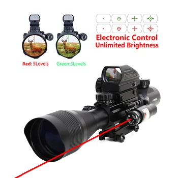 Óptica rojo y verde de la retícula de la visión nocturna 4-16X50EG riflescope con el free float de ferrocarril monta 3 en 1 Combo de Alcance Para la Caza