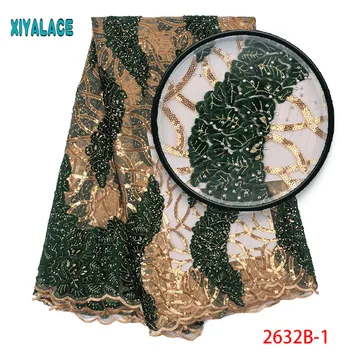 Última encaje de tul tejido de alta quaity lentejuelas de oro bordado de encaje de áfrica tela de encaje para áfrica francesa de la tela de encaje 2632b