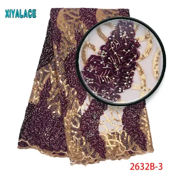 Última encaje de tul tejido de alta quaity lentejuelas de oro bordado de encaje de áfrica tela de encaje para áfrica francesa de la tela de encaje 2632b
